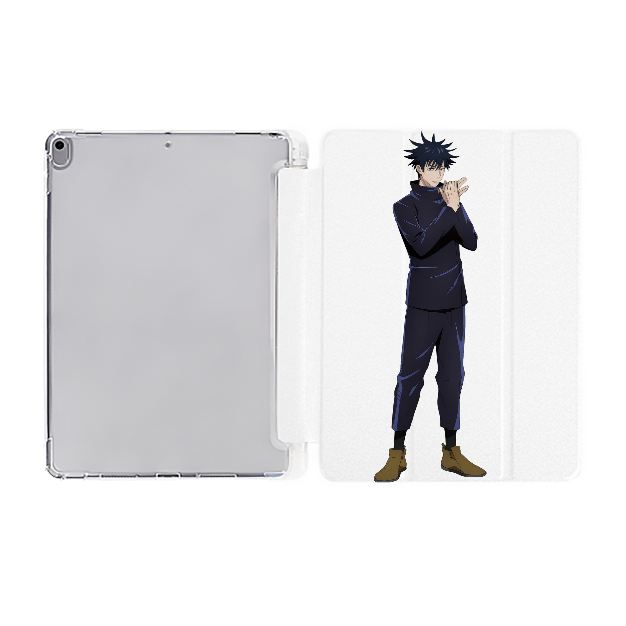 （画像用） 呪術廻戦 Jujutsu Kaisen IPad ケース ペン収納付き 三つ折りスタンド PUレザー×シリコン 対応機種9.5/10.5/10.9インチ